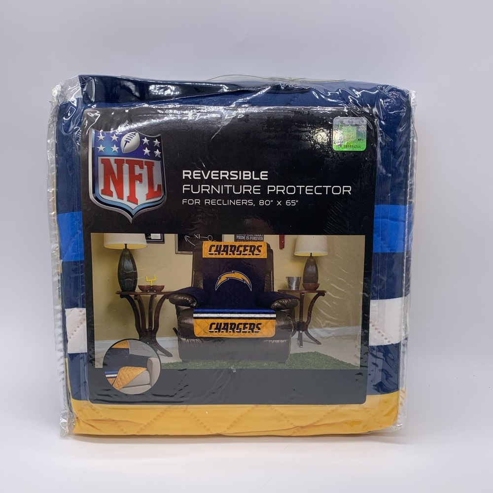 NFL LA Chargers GIFT Chair Cover Furniture Protector Reversible NEW Recliner